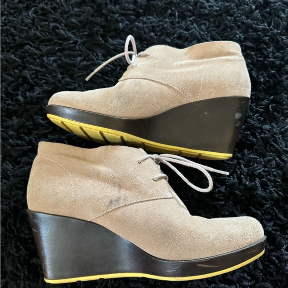 Cole Haan Nike Air Leather Suede Wedge Bootie Lace Up Tan Beige Size 9.5 - Picture 9 of 9